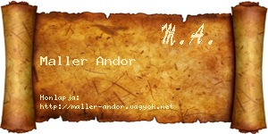Maller Andor névjegykártya